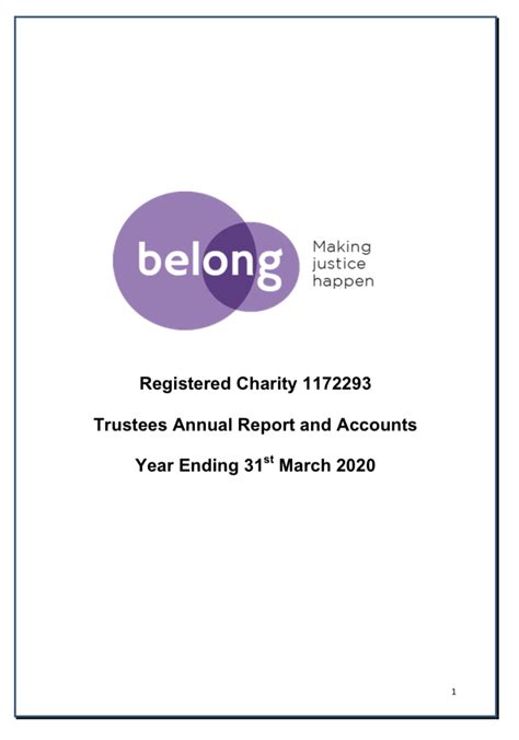 Belong: Making Justice Happen Annual Report and Accounts .